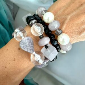 Szamanta grafit-fekete színű bizsu karkötő szett