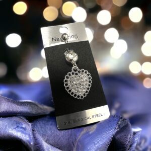 Szív ezüst színű orvosi fém köldök piercing