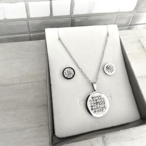 Angéla ezüst színű nemesacél nyaklánc SZETT