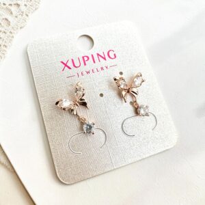 Lepke rose gold színű antiallergén köves xuping fülbevaló
