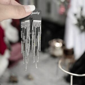 Bella ezüst köves bizsu fülbevaló esküvői ékszer