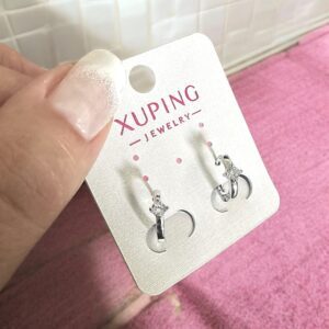 Alexa ezüst színű köves antiallergén xuping fülbevaló