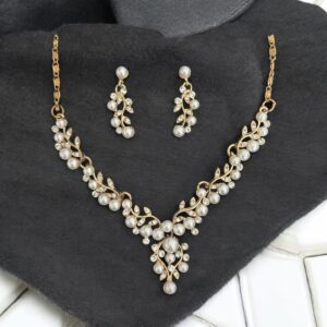 Atina arany színű gyöngyös esküvői ékszer szett