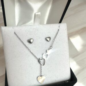 Heart ezüst színű nemesacél nyaklánc SZETT
