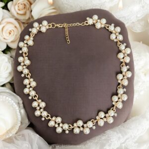 Athéna arany színű gyöngyös esküvői nyaklánc