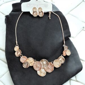 Frida barna színű bizsu tűzzománc nyaklánc SZETT