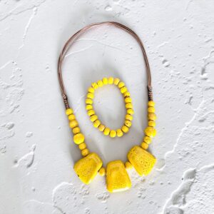 Benita citromsárga színű bizsu nyaklánc SZETT