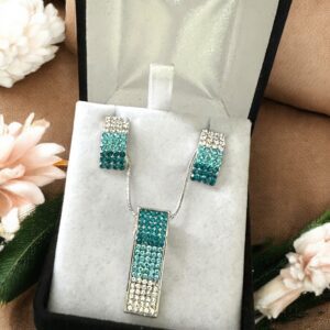 Tracy kék színű nemesacél nyaklánc SZETT