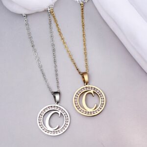 Kara ezüst színű nemesacél C betűs nyaklánc