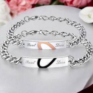 Nemesacél Páros karkötő REAL LOVE fekete és rose gold