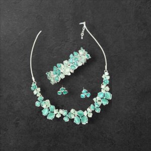 Laura zöld színű bizsu tűzzománc nyaklánc szett