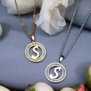 Kara ezüst színű nemesacél S betűs nyaklánc
