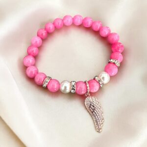 Angyalszárny pink ásvány karkötő