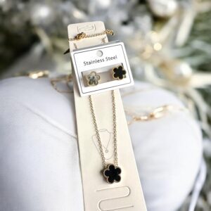 Inez arany-fekete színű nemesacél nyaklánc SZETT