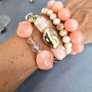 Szamanta lazac színű bizsu karkötő szett