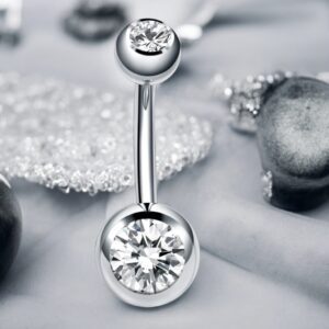 LINA ezüst színű orvosi fém köldök piercing