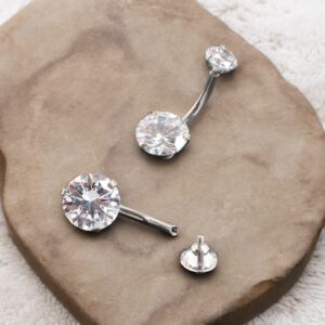 LEONA ezüst színű orvosi fém köldök piercing