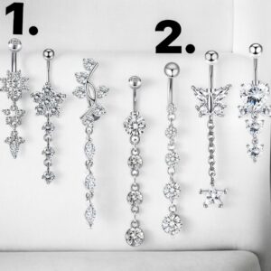 Britta ezüst színű orvosi fém köldök piercing (2.)