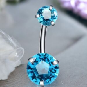 LEONA kék színű orvosi fém köldök piercing