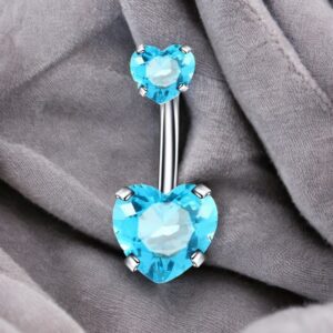 HEART kék orvosi fém köldök piercing