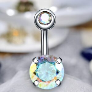 LILI szivárvány színű orvosi fém köldök piercing