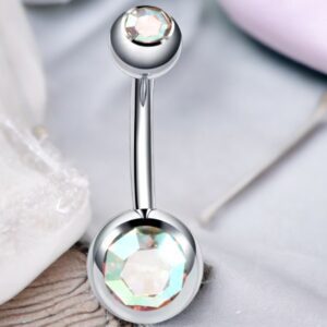 LINA szivárvány színű orvosi fém köldök piercing