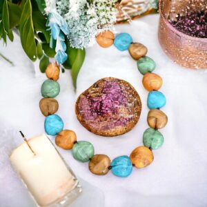 Eliza narancssárga-kék színű gyönyörű bizsu nyaklánc