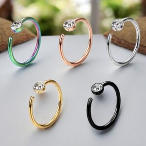 Lizi ezüst színű 6 mm orvosi fém karika orr PIERCING