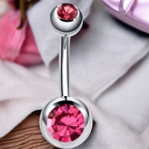 LINA rózsaszín orvosi fém köldök piercing