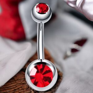 LINA piros színű orvosi fém köldök piercing