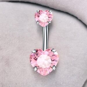 HEART rózsaszín orvosi fém köldök piercing