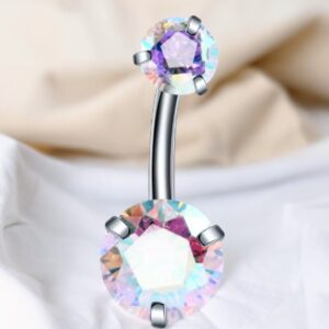 LEONA szivárvány színű orvosi fém köldök piercing
