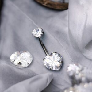 HEART ezüst színű orvosi fém köldök piercing