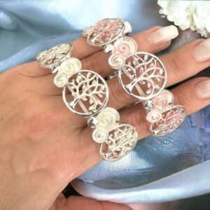 Életfa ekrü színű tűzzománc bizsu karkötő