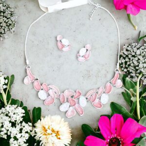 Bella rózsaszín bizsu tűzzománc nyaklánc szett