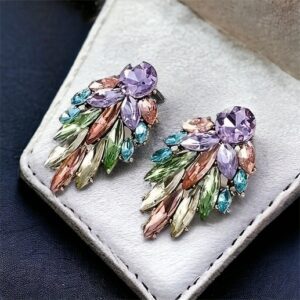 Athena szivárvány kristály köves bizsu fülbevaló esküvői ékszer