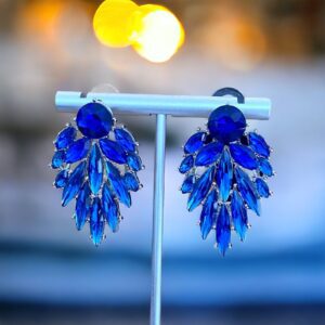 Athena királykék kristály köves bizsu fülbevaló esküvői ékszer