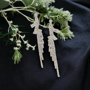 Barbara ezüst színű bizsu fülbevaló esküvői ékszer