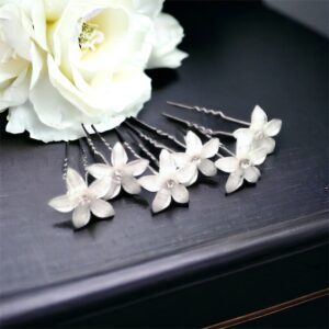 Alkalmi hajtű beszúrható fehér virág esküvői hajdísz