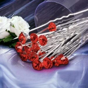 Alkalmi hajtű beszúrható piros pont kő esküvői hajdísz