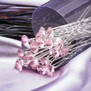 Alkalmi hajtű beszúrható rózsaszín pont kő esküvői hajdísz