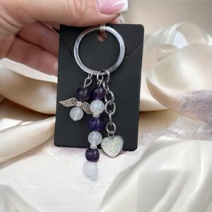 Angel ametiszt ásvány kulcstartó