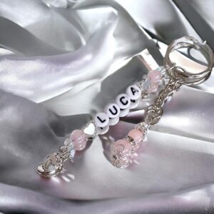 Rózsakvarc neves kulcstartó