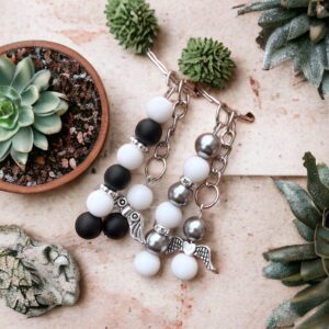 Angel ezüst hematit ásvány kulcstartó