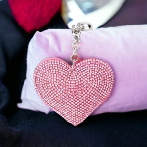 Szív rózsaszín kristályos csodaszép kulcstartó