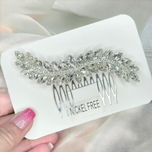 Léna ezüst színű alkalmi fésűs esküvői hajdísz