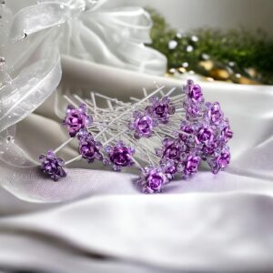 Alkalmi hajtű beszúrható lila virág esküvői hajdísz