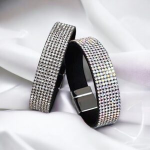 Mira ezüst színű kristályos vékony mágneses karkötő