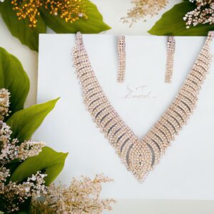 Lori rosegold színű bizsu nyaklánc szett esküvői ékszer