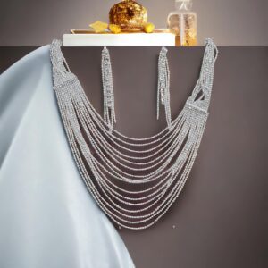 Ava ezüst színű alkalmi bizsu nyaklánc SZETT